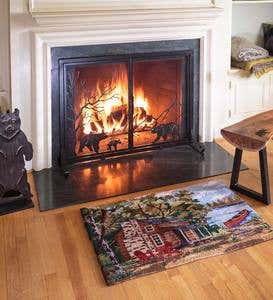 Shenandoah Mountain Bear Family Fire Screen with Doors