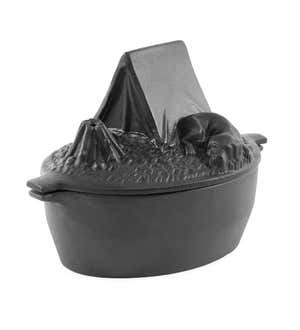Cast Iron Dog with Pup Tent Wood Stove Steamer