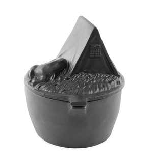 Plow & Hearth Cast Iron Dog Wood Stove Steamer - Black