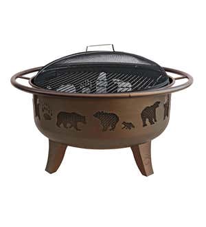 Bears Wood-Burning Fire Pit - Metallic Brown