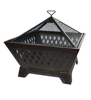 Brooke Square Wood-Burning Fire Pit - Bronze