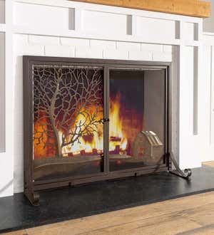 Small Prairie Fire Screen With Two Doors And Pastoral Scene