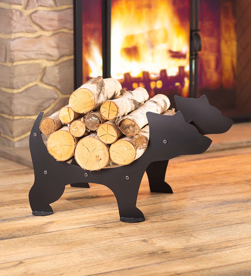 Metal Bear Silhouette Log Holder