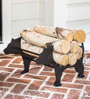 Metal Bear Silhouette Log Holder