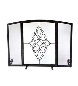 St. Charles Glass Medallion Flat Guard Fire Screen