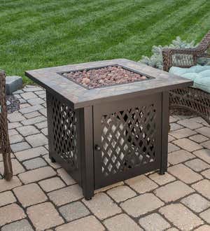 Dolan Outdoor LP Gas Fire Pit with Slate Tile Top, 30"