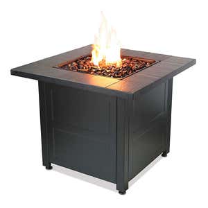 Brookdale Outdoor LP Gas Fire Pit with Stamped Tile Mantel, 30"