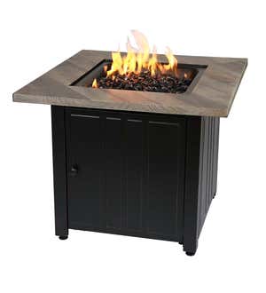 Bayhill Outdoor LP Gas Fire Pit with Printed Resin Mantel, 30"