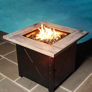 Barnesdale Outdoor LP Gas Fire Pit with Printed Resin Mantel, 30"