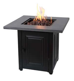 Allston Outdoor LP Gas Fire Pit with Concrete-Look Mantel