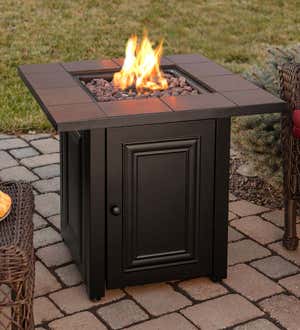 Afton Outdoor LP Gas Fire Pit with Concrete Resin Mantel, 28"