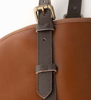 Leather Log Carrier with Leather Handles