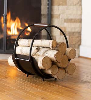 Burnished Wood Round Log Holder