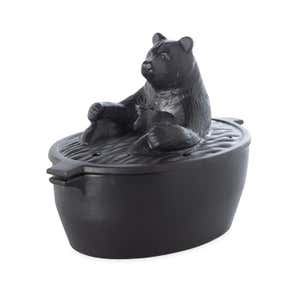 Bear in Bath Wood Stove Steamer in Cast Iron