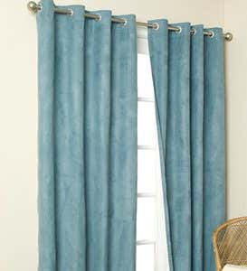 95”L Microsuede Grommet Top Curtain Pairs - Mushroom