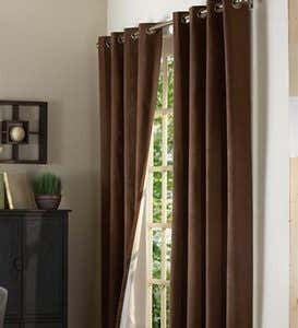 95”L Microsuede Grommet Top Curtain Pairs - Mushroom