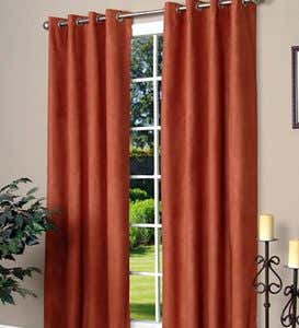 95”L Microsuede Grommet Top Curtain Pairs - Chocolate