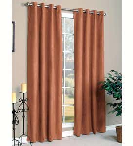 95”L Microsuede Grommet Top Curtain Pairs - Mushroom