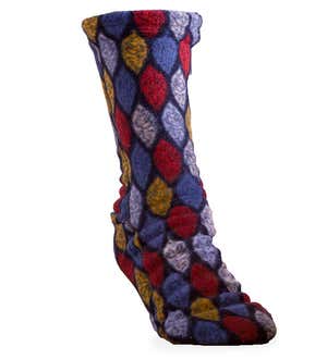 Acorn® Fleece Socks For Men and Women - Navy Leaves - Small