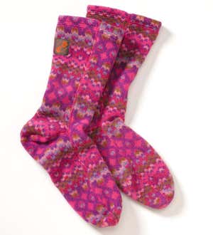 Acorn® Fleece Socks For Men and Women - Magenta Cable - Large