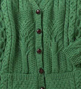 Irish Merino Wool Knit Tree of Life Cardigan - BL - Small