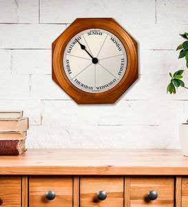 Battery-Powered Wooden Wall Hanging Day Clock