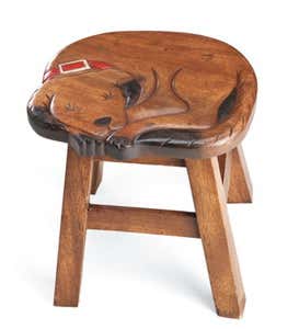 Carved Acacia Pet Footstool