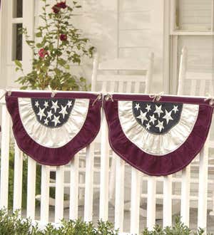 Half-Round Cotton Duck Patriotic Vintage Bunting with Embroidery