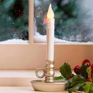 Battery-Operated Colonial Window Candles, Set of 4 - Bronze