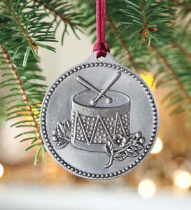 12 Days Of Christmas Pewter Ornaments And Ornament Tree Set