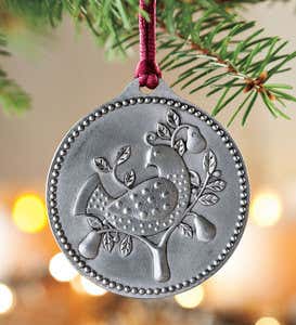 12 Days Of Christmas Pewter Ornaments And Ornament Tree Set