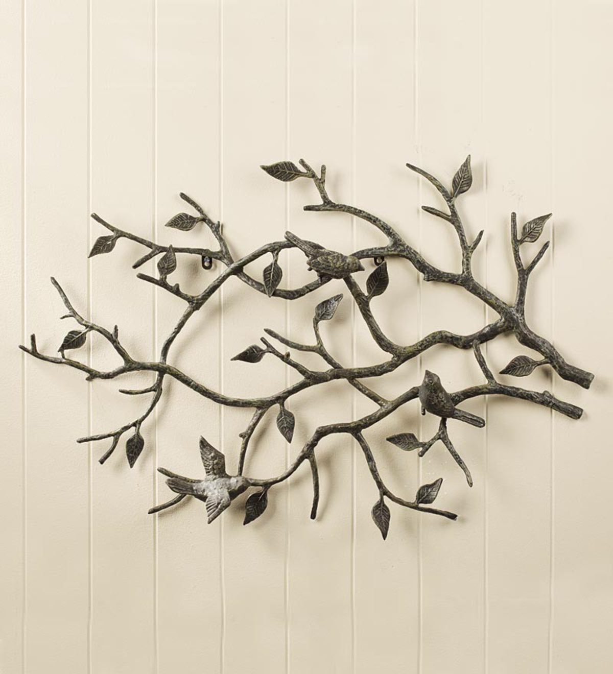 Indoor/Outdoor Cast Iron Bird Branch Wall Art