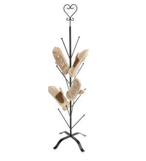 Decorative Mitten Tree With Heart Finial And Optional Interchangeable Seasonal Finials