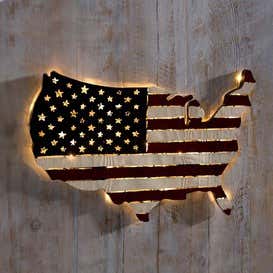 Lighted Americana Flag Art