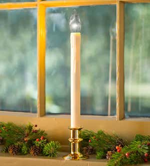 Adjustable Height Window Candle With Outward-Facing LED Bulb