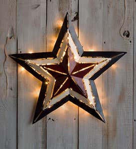 Lighted Americana Metal Stars, Set Of Three