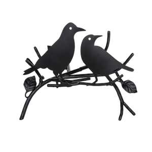 Black Metal Halloween Pumpkin Holder with Ravens