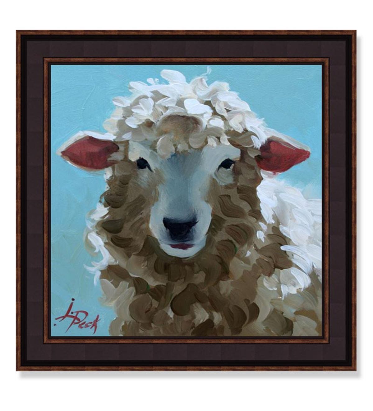 USA-Made Ba Ba Blue Sheep Framed Print By Leslie Peck