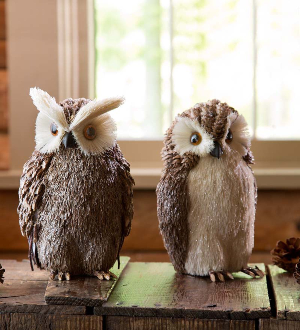 Natural Sisal Owl Figurines, Set of 2
