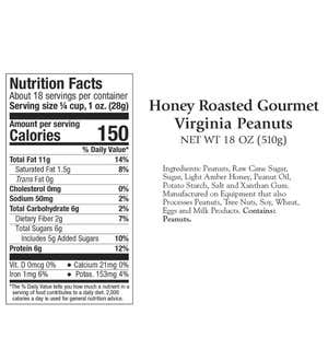 Honey Roasted Virginia Peanuts, 18 oz. Resealable Tin