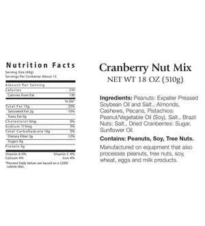 Cranberry Nut Mix, 18 oz. Resealable Tin