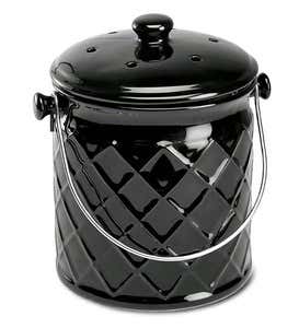 Leakproof, Odor-Free 1-Gallon Lattice Ceramic Compost Crock, Filters and Bags