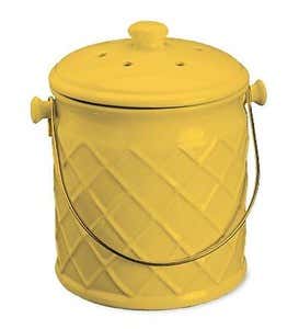 Leakproof, Odor-Free 1-Gallon Lattice Ceramic Compost Crock, Filters and Bags