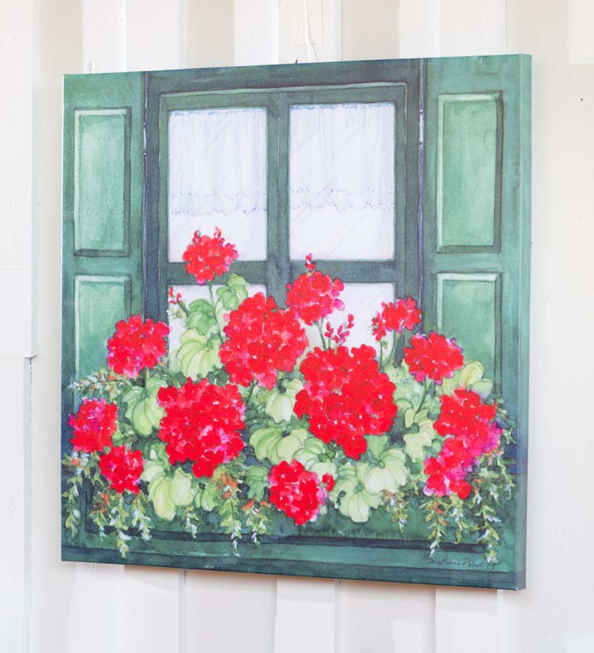 Geranium Window Box Outdoor Canvas Wall Art