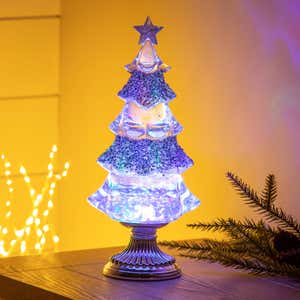 Lighted Water Globe Christmas Tree Table Décor