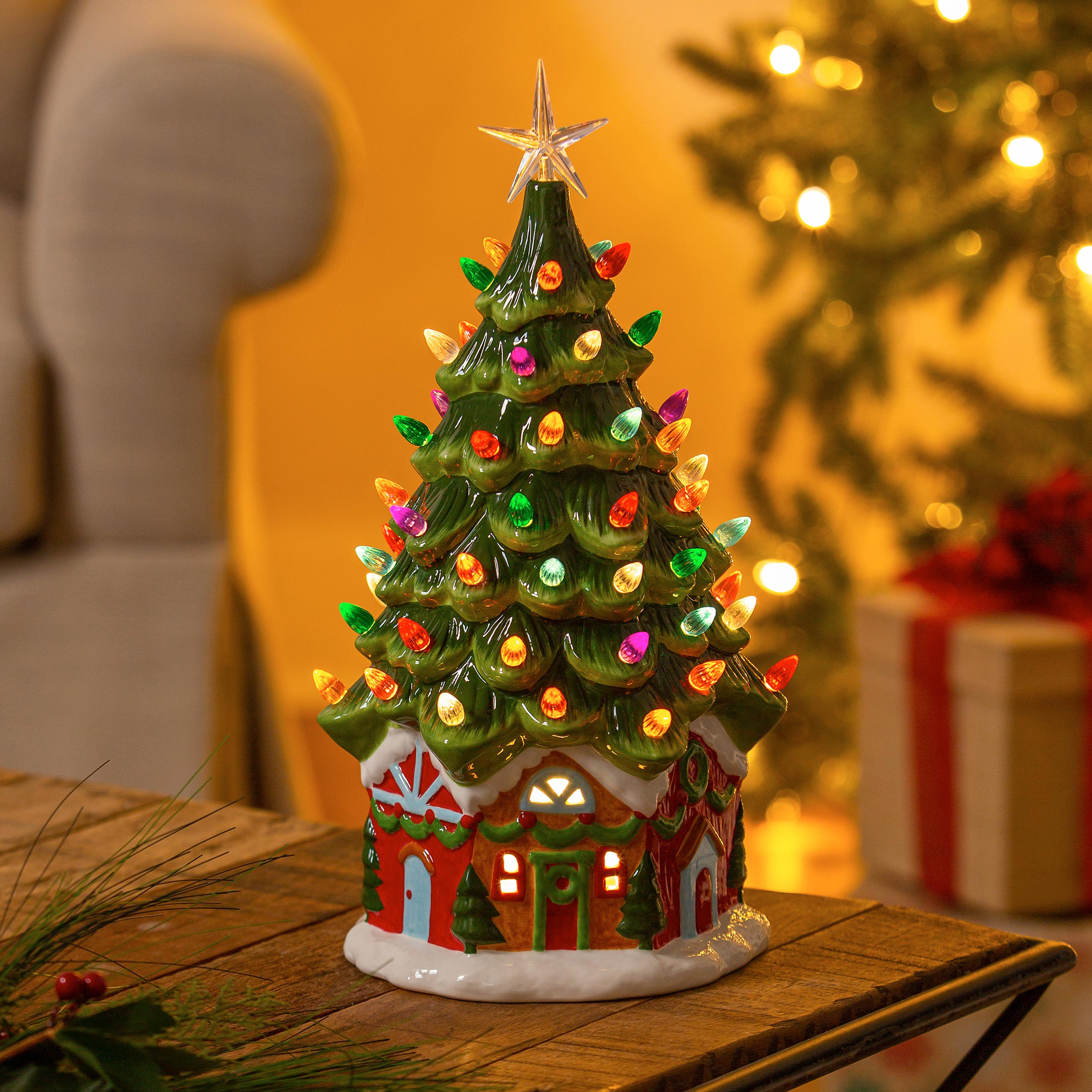 Ceramic Indoor/Outdoor Christmas Tree with Lights and Music Table Top Decor