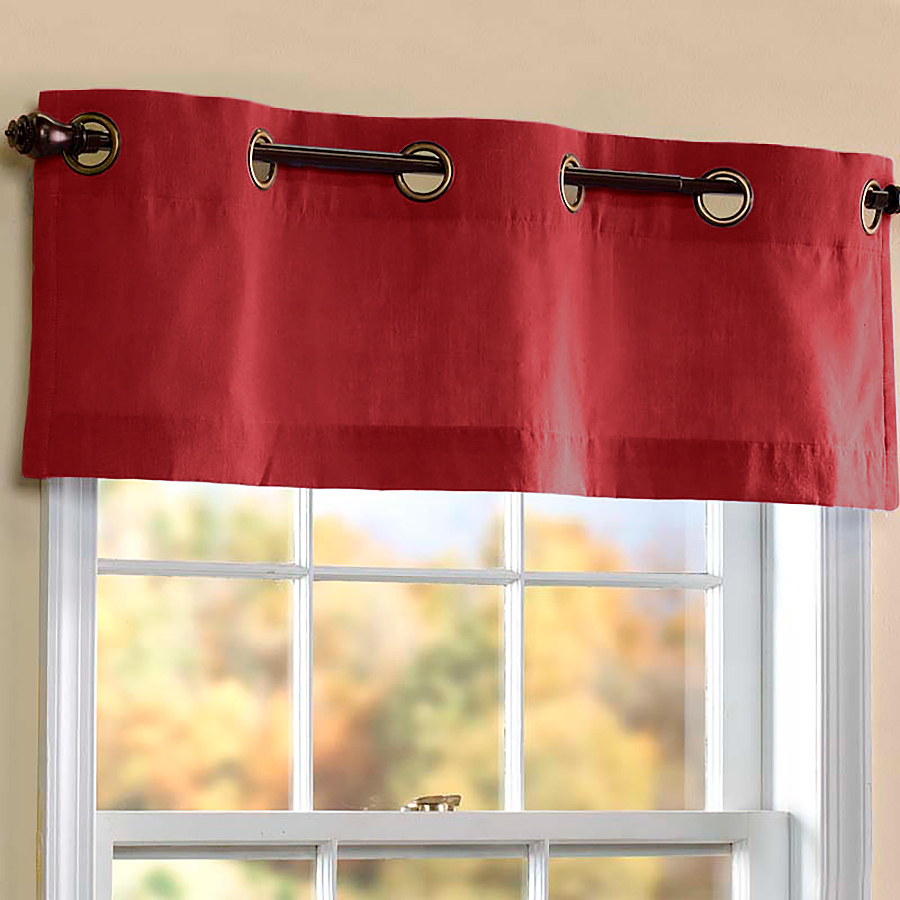 Homespun Grommet-Top Curtain Valance, 40"W x 14"L - Red