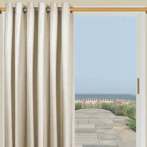 Homespun Double-Wide Grommet Top Patio Panel with Wand, 84"L x 80"W - Linen