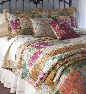 King 100% Cotton Floral Paisley Patchwork Quilt Set