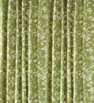 Floral Damask Rod-Pocket Homespun Insulated Curtain Panel, 42"W x 63"L - Evergreen